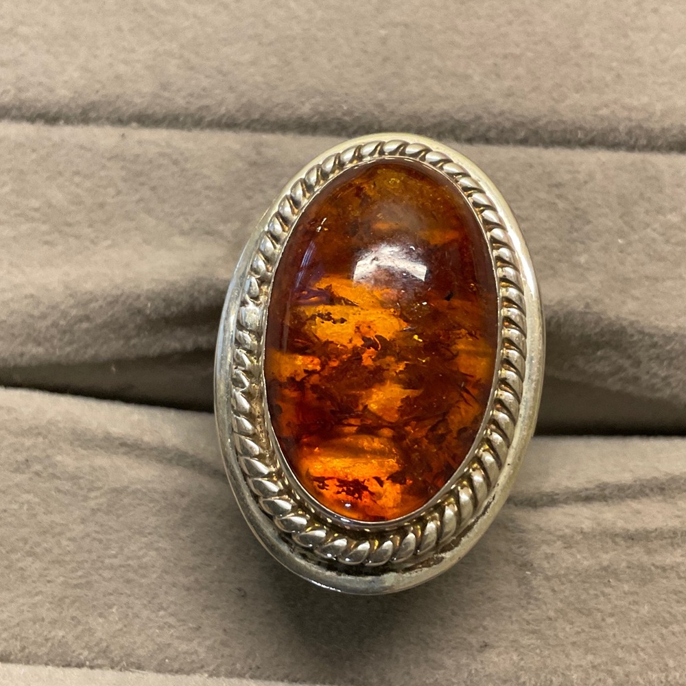 Amber and Silver Women's Ring
